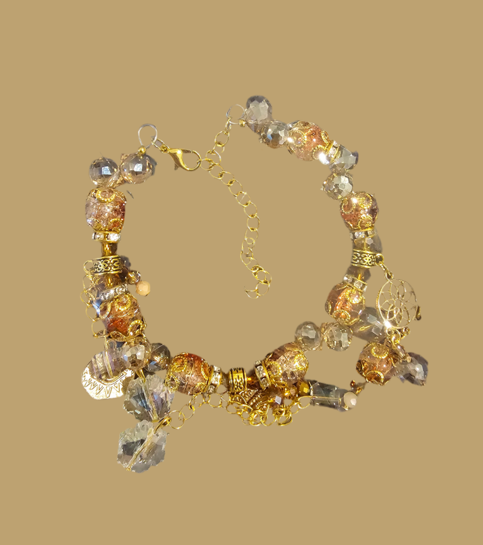 Gold & Crystal Beaded Bracelet