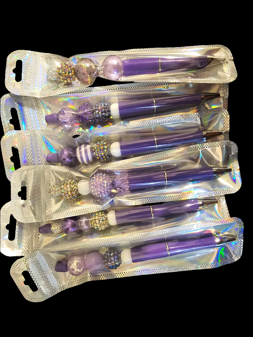 Blinged Out Purple Pens