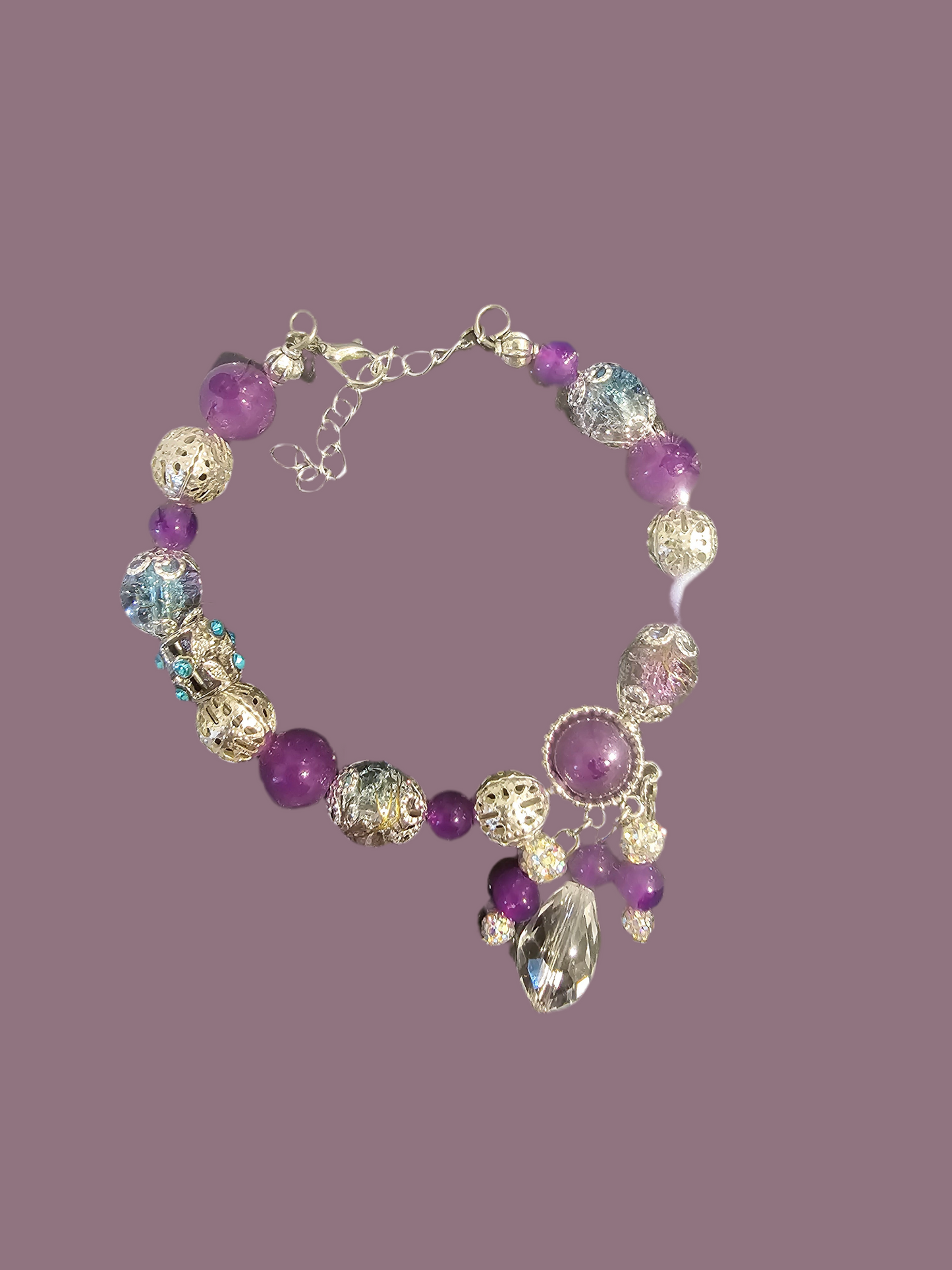 Purple Elegance Charm Bracelet