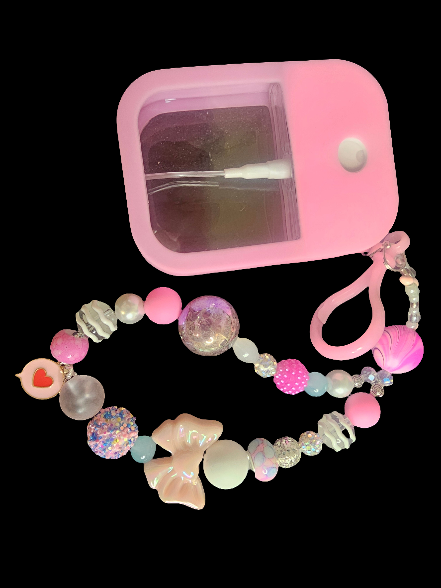 Pink Beaded Hand Sanitizer Holder or spray Mist.